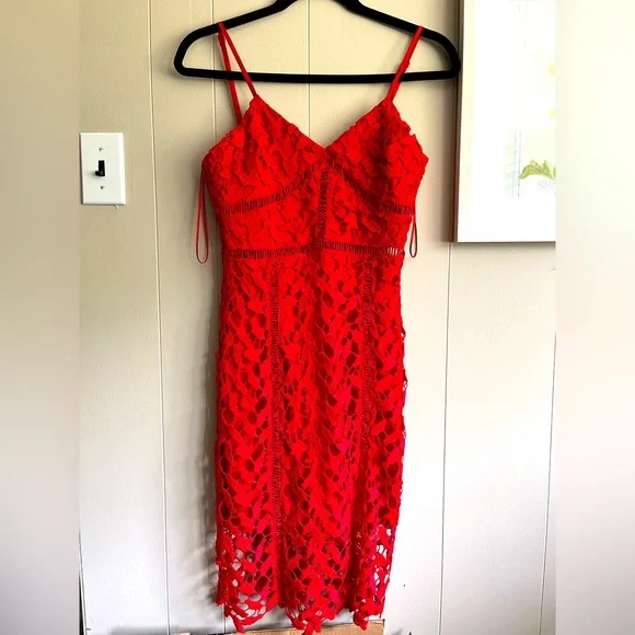 Lulu’s Red crochet lace dress